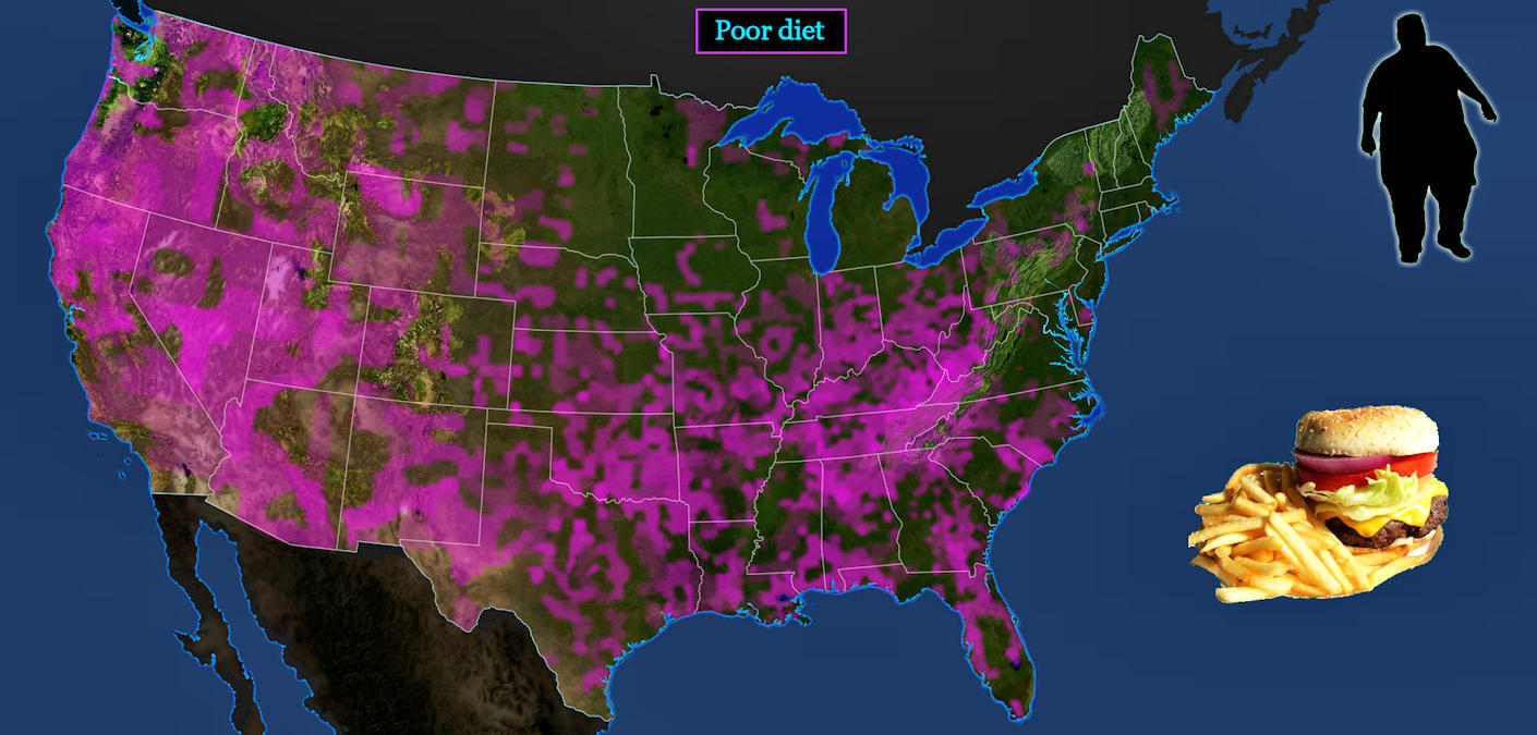 Fast food and obesity epidemic, 2010s map